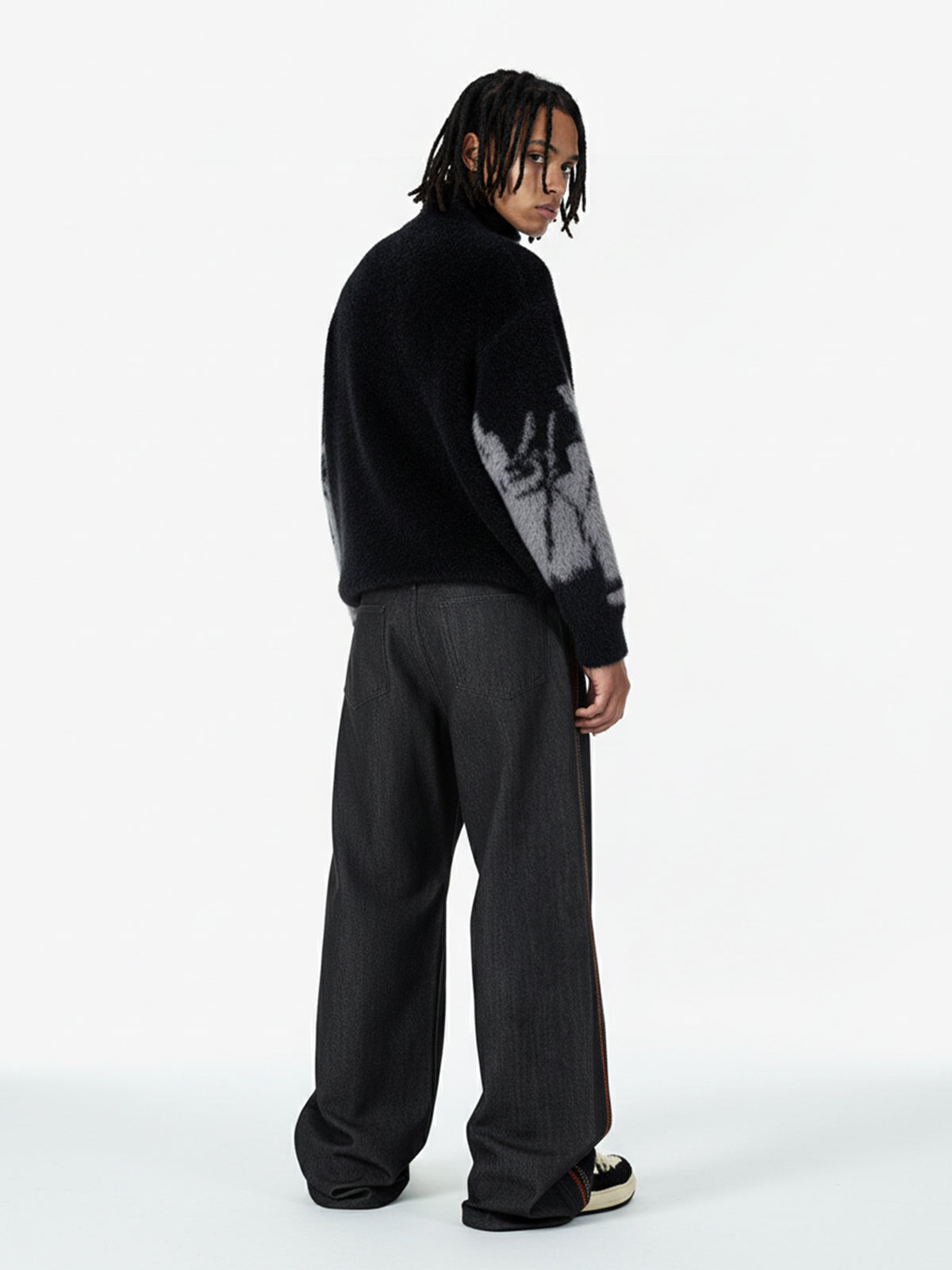 Street Subculture Angel Jacquard Cardigan Sweater 