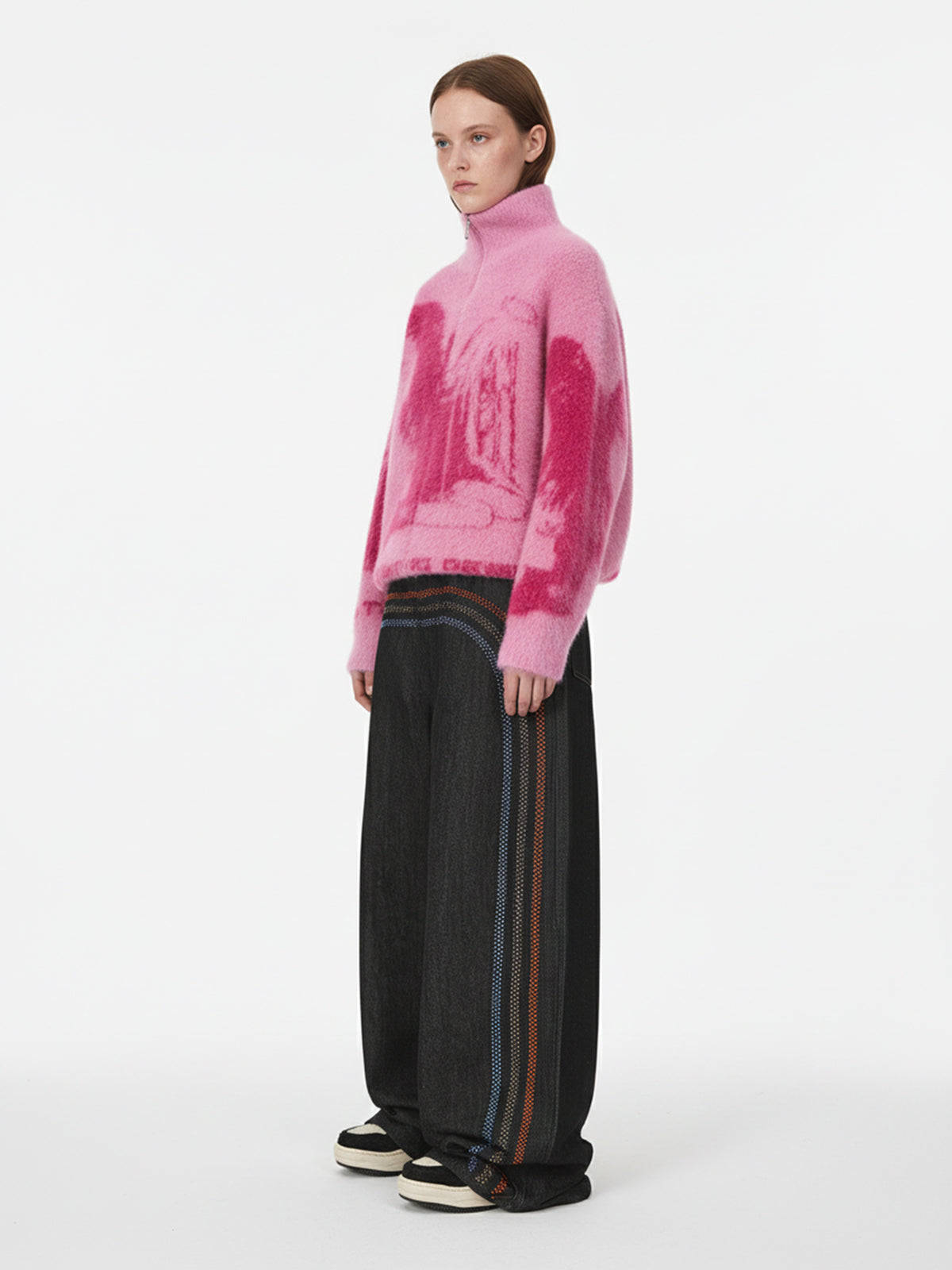 Street Subculture Angel Jacquard Cardigan Sweater 