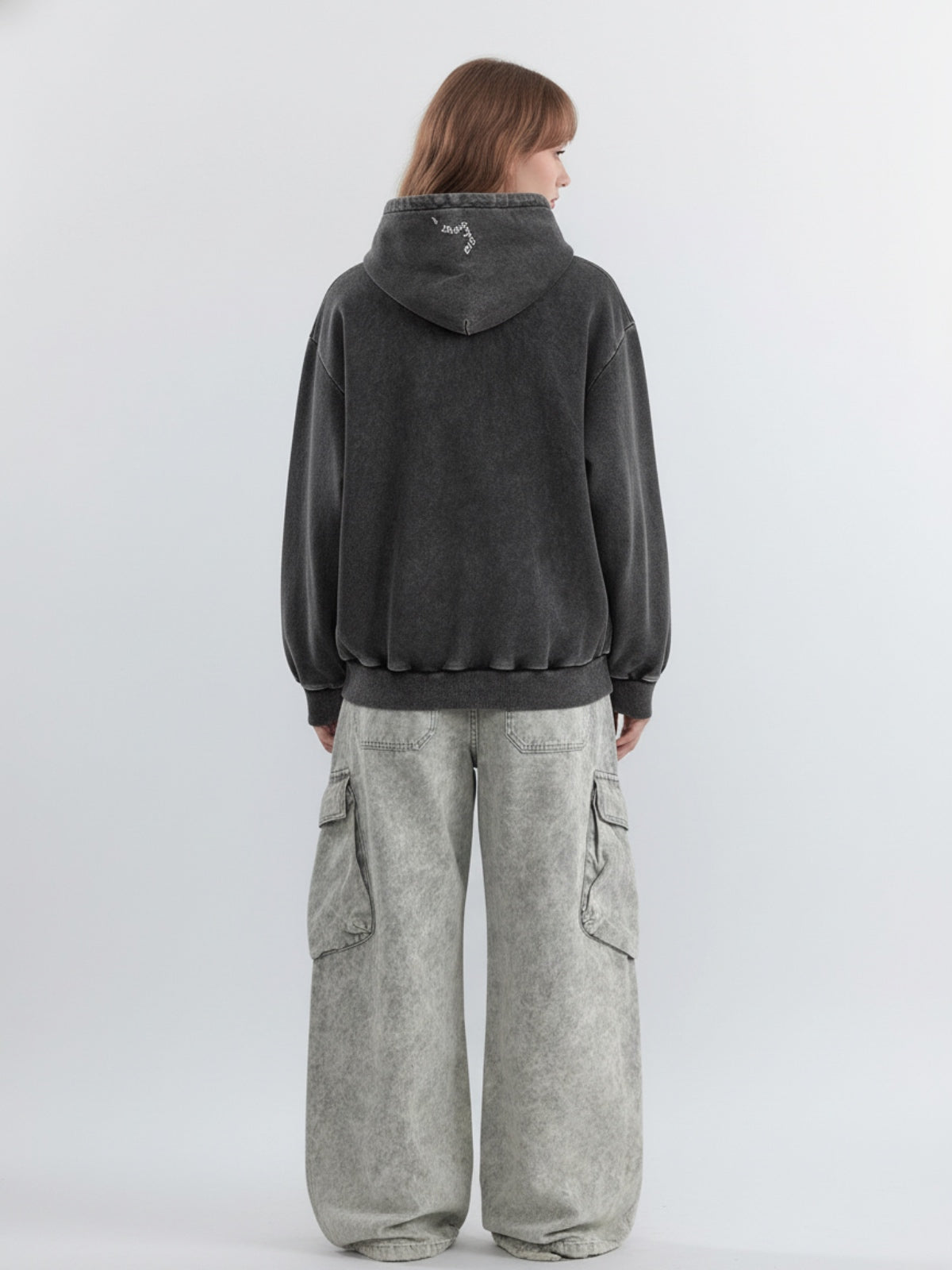 Retro Distressed Fun Text Print Zip-Up Hoodie 