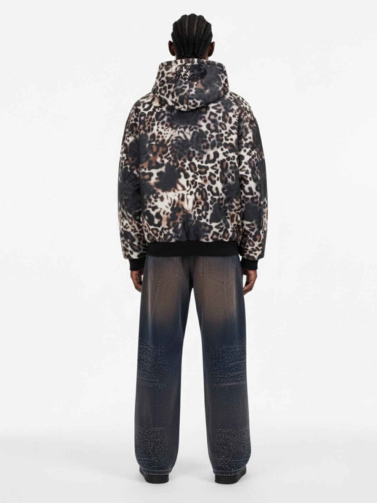 Retro Leopard Print Fleece-Lined Zip Up Padded Jacket 