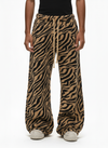 Retro Zebra Print Wide-Leg Lounge Barrel Pants 