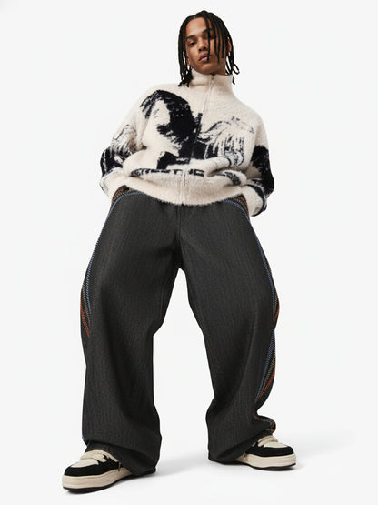 Street Subculture Angel Jacquard Cardigan Sweater 