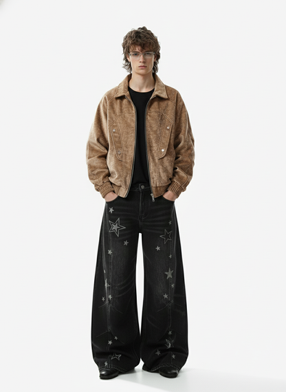 Vintage Suede Deconstructed Workwear Jacket 