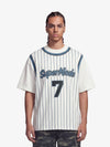 Pinstripe Number Print Layered Jersey T-Shirt 