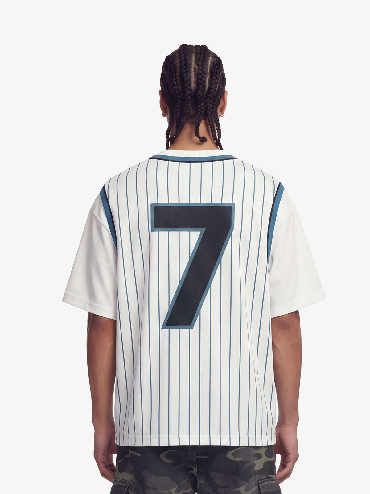 Pinstripe Number Print Layered Jersey T-Shirt 