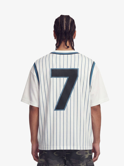 Pinstripe Number Print Layered Jersey T-Shirt 