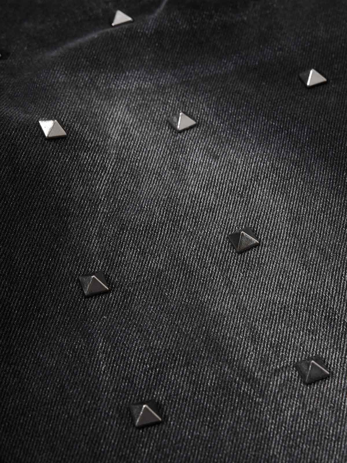 Schwarze, gewaschene, weite, knöchellange Jeans