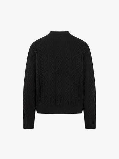 Elegant Cable Knit Sweater with Button Placket for Women 