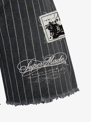 Vintage Pinstripe Patchwork Baggy Denim Set 