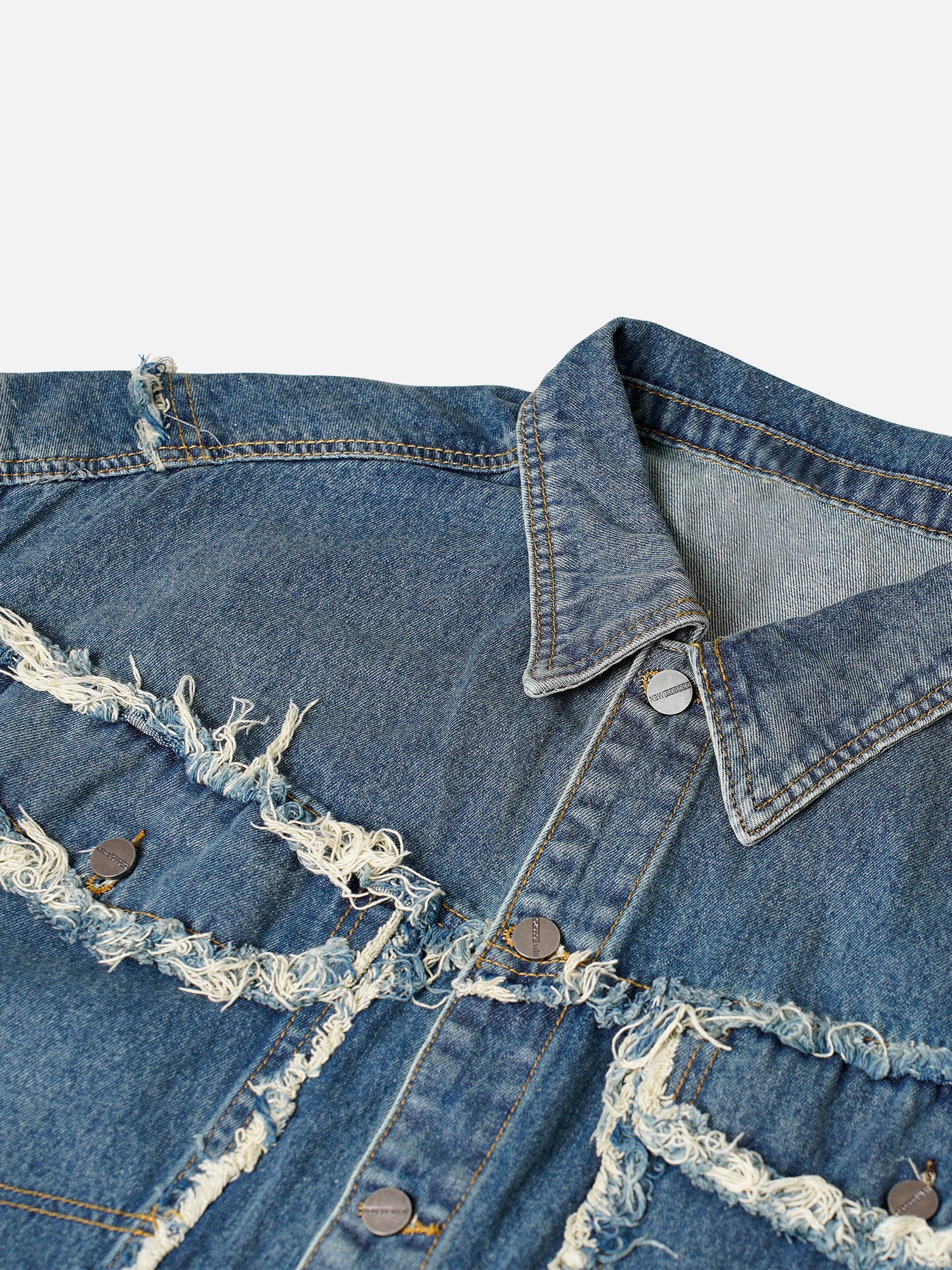 Thesupermade High Street Trendy Washed Raw Edge Denim Vest
