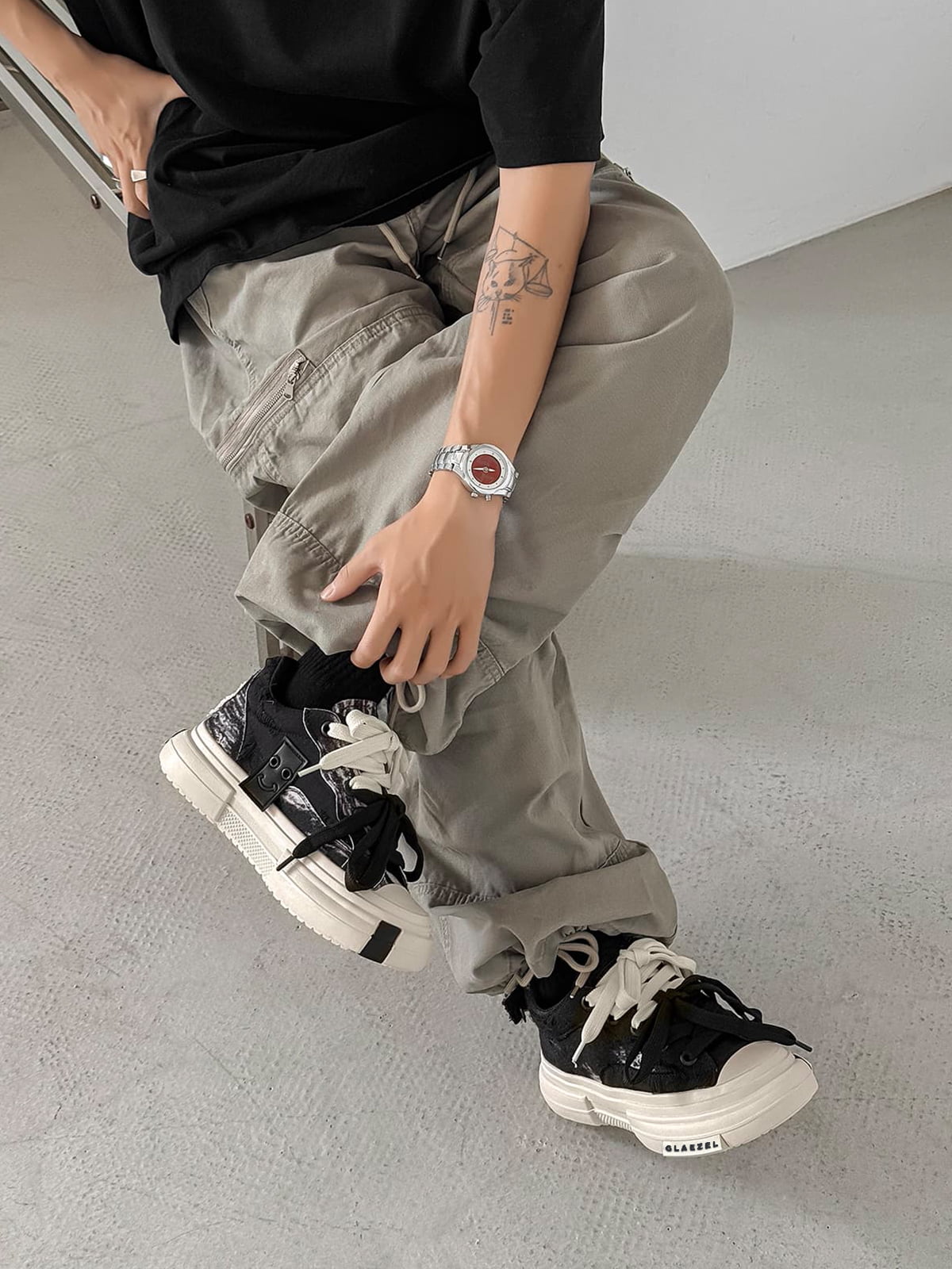 Platform Double Lace Canvas Sneakers 