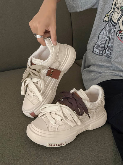 Platform Double Lace Canvas Sneakers 