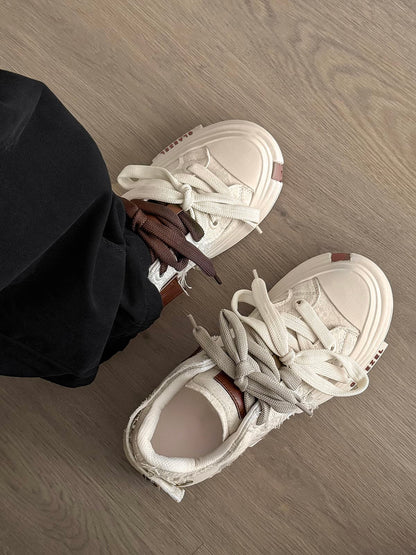 Platform Double Lace Canvas Sneakers 