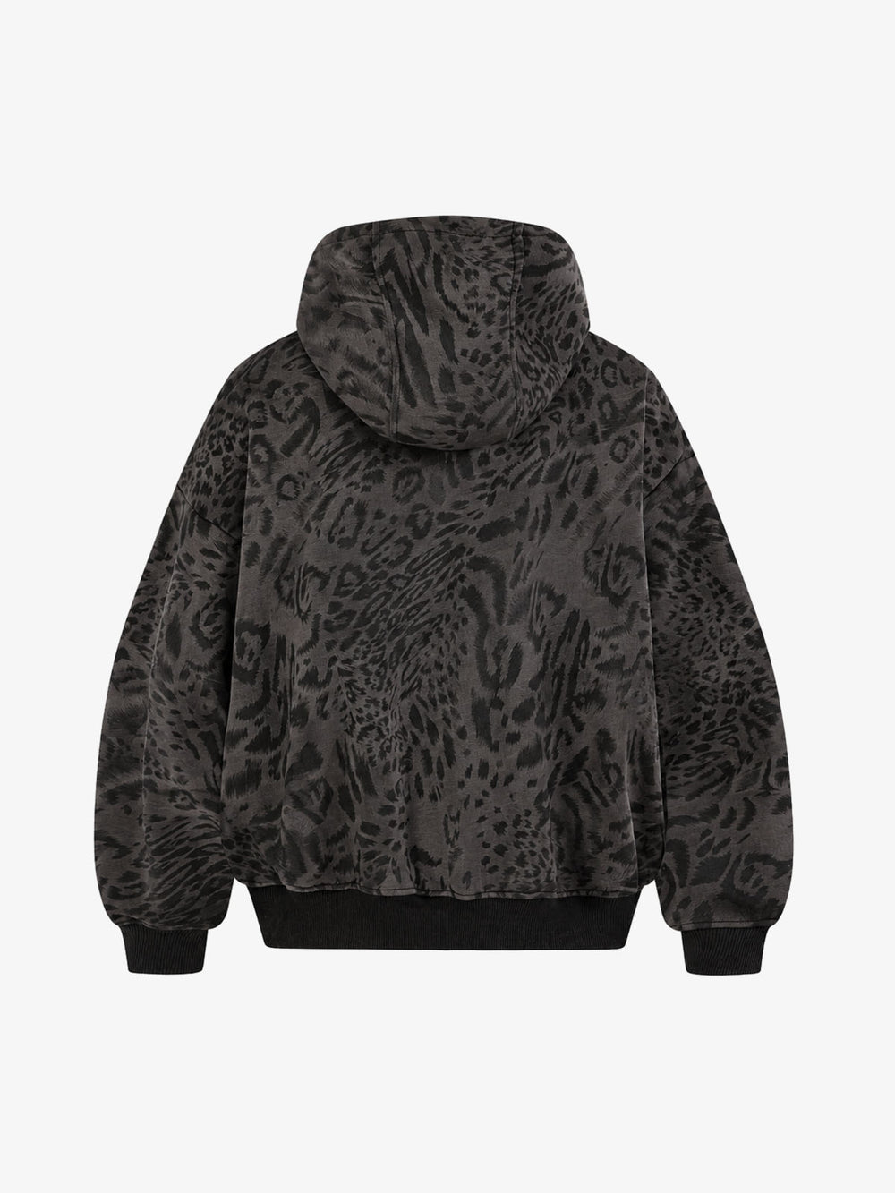 Distressed Leopard Letter Embroidered Hoodie