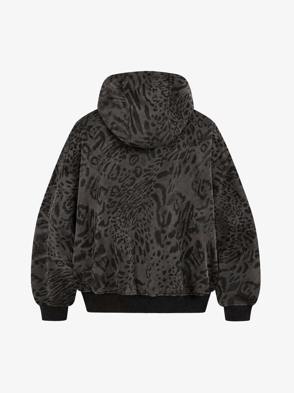 Distressed Leopard Letter Embroidered Hoodie