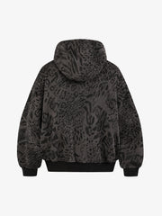 Distressed Leopard Letter Embroidered Hoodie