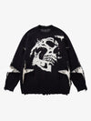 Skull Pattern Knit Sweater - Trendy and Cozy for Casual Wear 