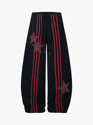 Stylish Star-Embellished Wide-Leg Pants for Casual Wear 