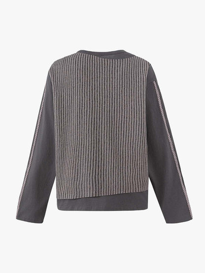 Striped Graphic Layered Patchwork Sweatshirt