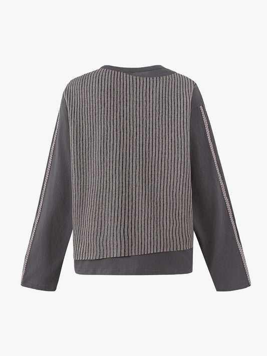 Striped Graphic Layered Patchwork Sweatshirt