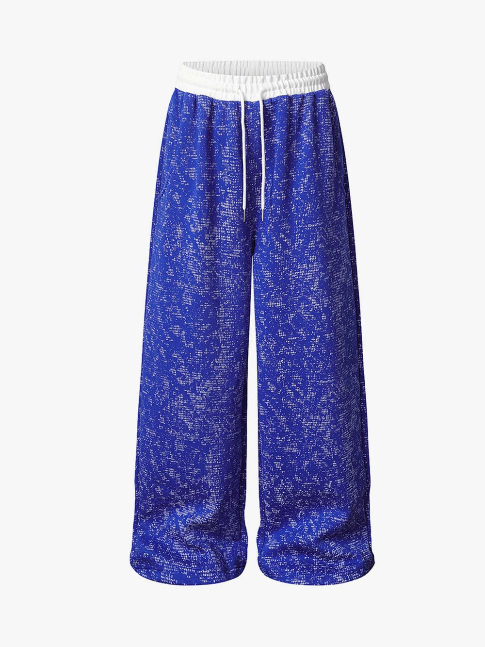 Textured Knit Wide-Leg Drawstring Pants