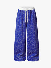 Textured Knit Wide-Leg Drawstring Pants