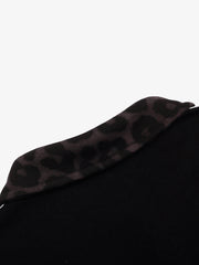 Leopard Cross Script Graphic Polo Long Sleeve Tee