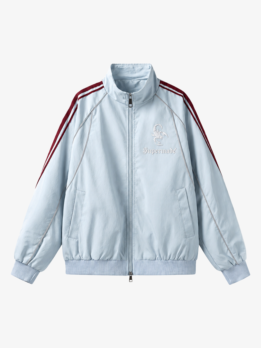 Trainingsjacke mit Kontraststreifen und Stickerei