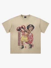 T-shirt oversize con grafica da boxe