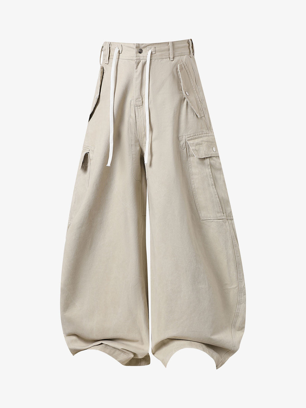 Curved-Hem Baggy Cargo Pants 