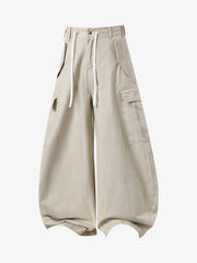 Curved-Hem Baggy Cargo Pants 