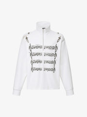 Music Staff Graphic Stand-Collar Half-Zip Long Sleeve Tee