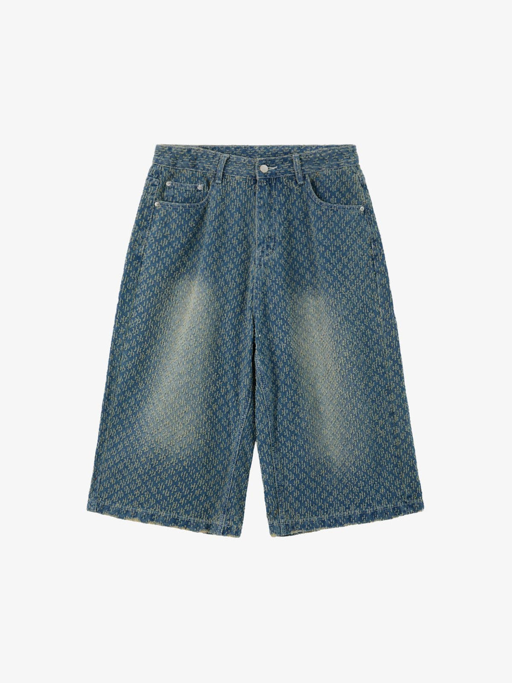 Vintage Distressed Textured Ripped Wide Leg Denim Jorts 