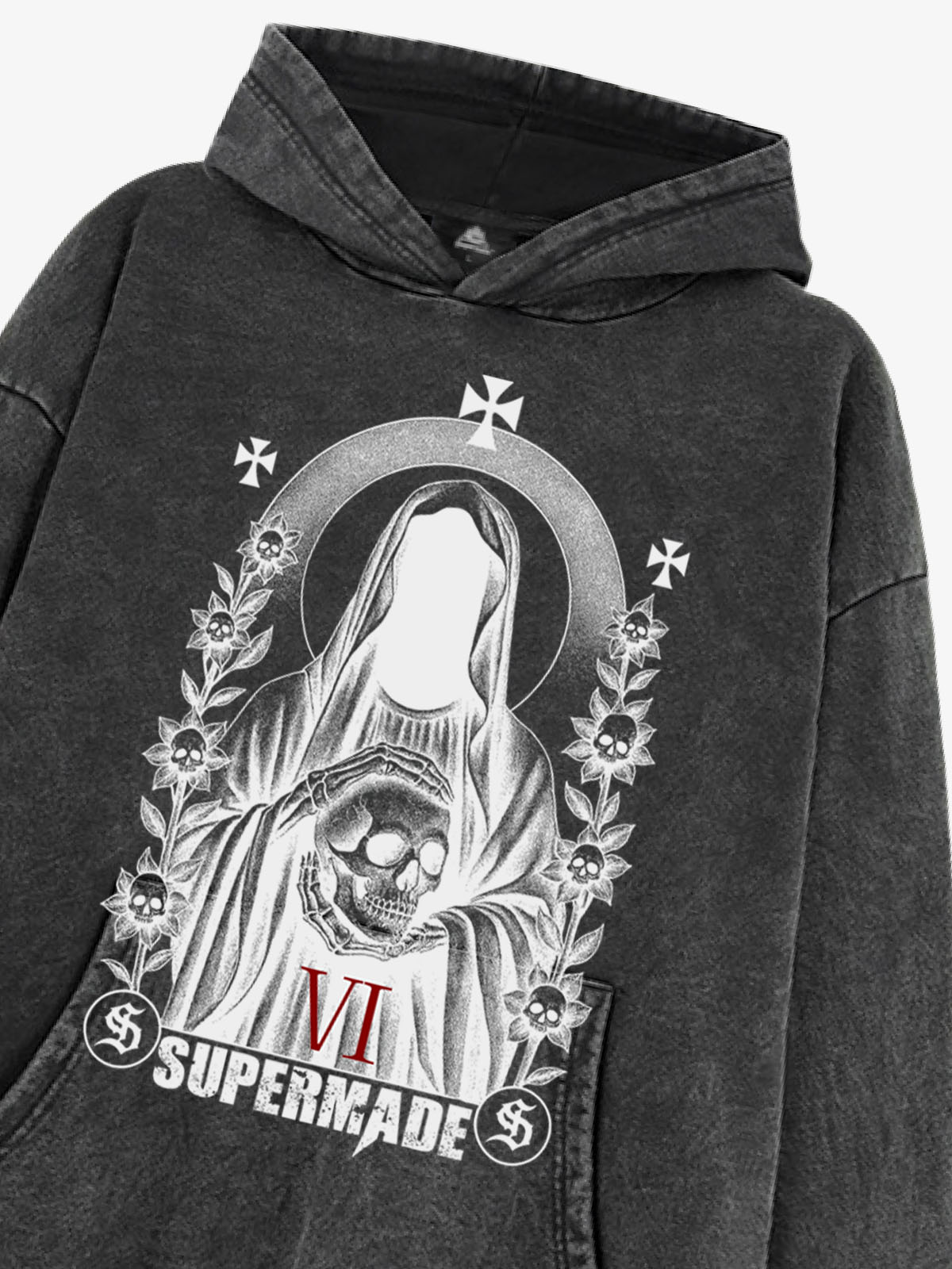 Thesupermade Dark Headless Skull Death Hooded Sweatshirt 