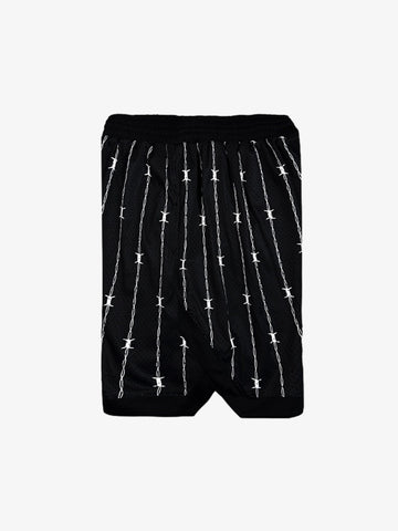 Retro-Sportshorts mit Stacheldrahtmuster