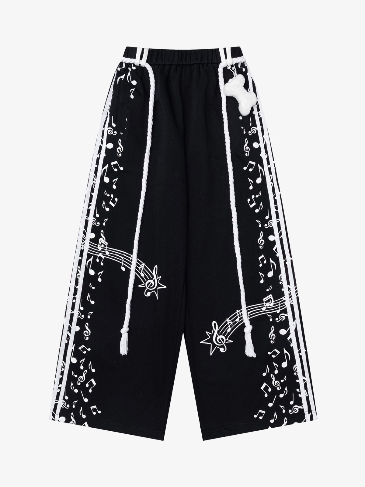 Music Note Graphic Wide-Leg Sweatpants