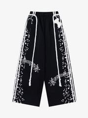 Music Note Graphic Wide-Leg Sweatpants