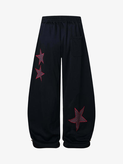 Stylish Star-Embellished Wide-Leg Pants for Casual Wear 