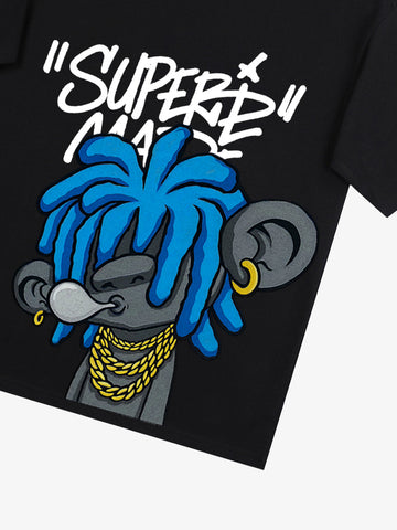 Thesupermade Graffiti Trend Blue Dreadlock Boy T-Shirt 