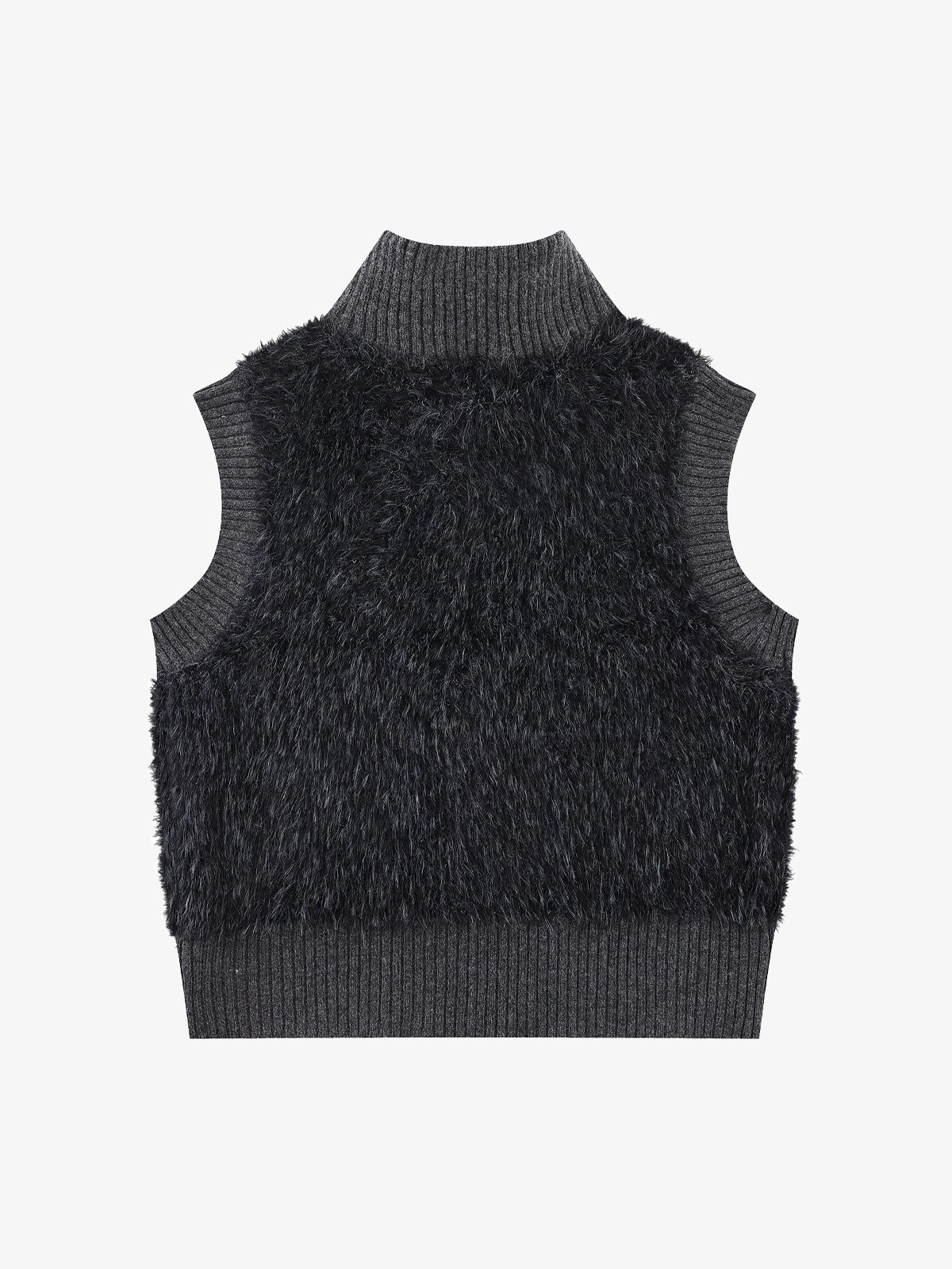 Fluffy Ribbed Zip Knit Vest