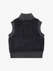 Fluffy Ribbed Zip Knit Vest