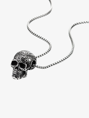 Engraved Skull Pendant Necklace