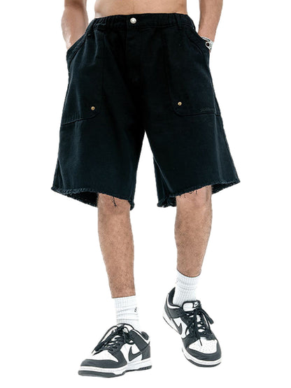 Camouflage Raw Edge Embroidered Cargo Shorts 