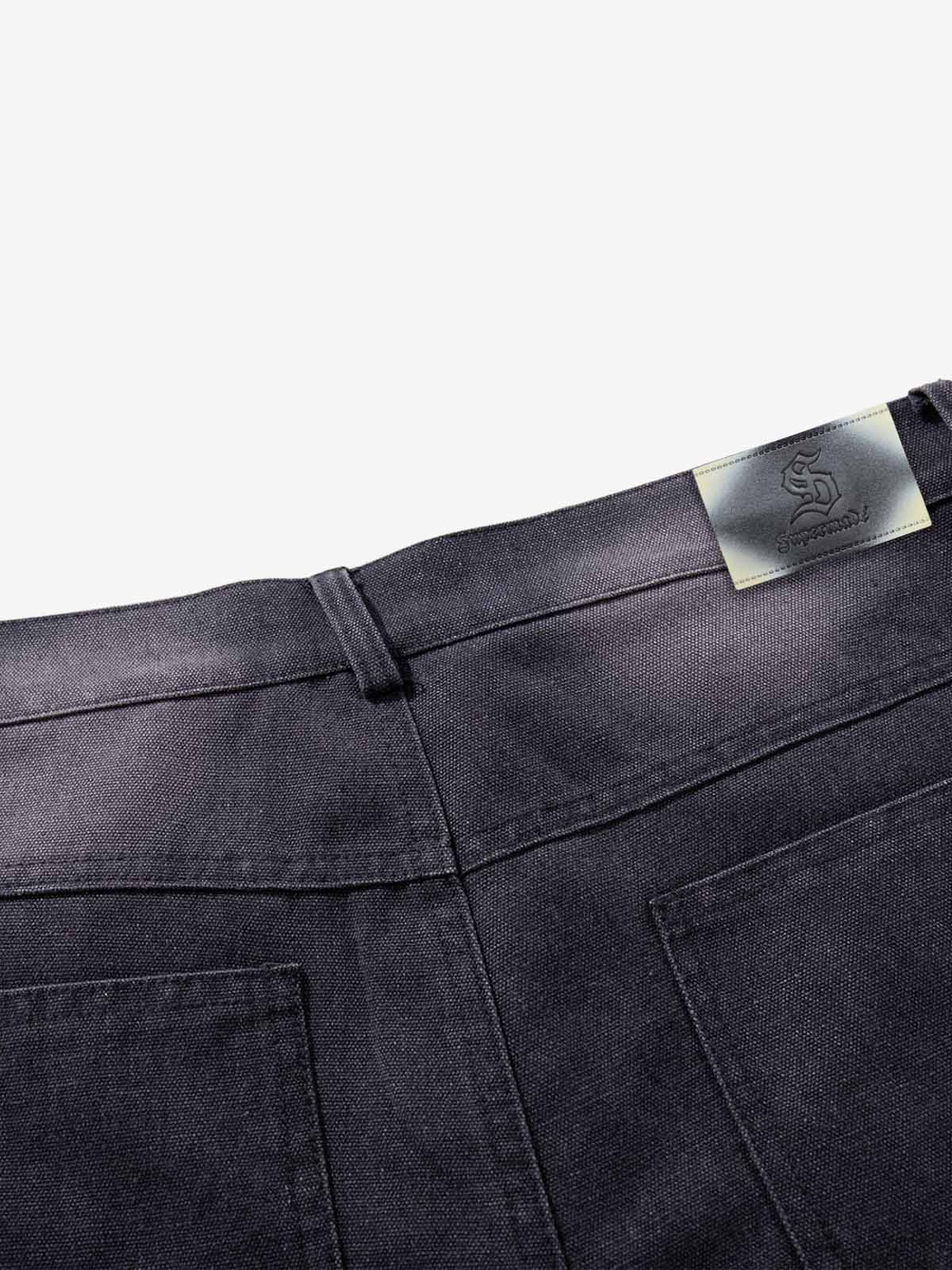 Multi-Button Distressed Print Jorts 