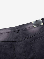 Multi-Button Distressed Print Jorts 