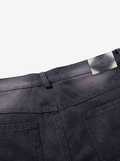 Multi-Button Distressed Print Jorts