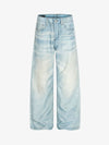 High-Waisted Wide-Leg Denim Pants with Asymmetrical Wrap Design 