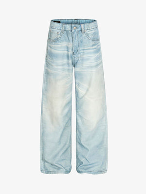 High-Waisted Wide-Leg Denim Pants with Asymmetrical Wrap Design 