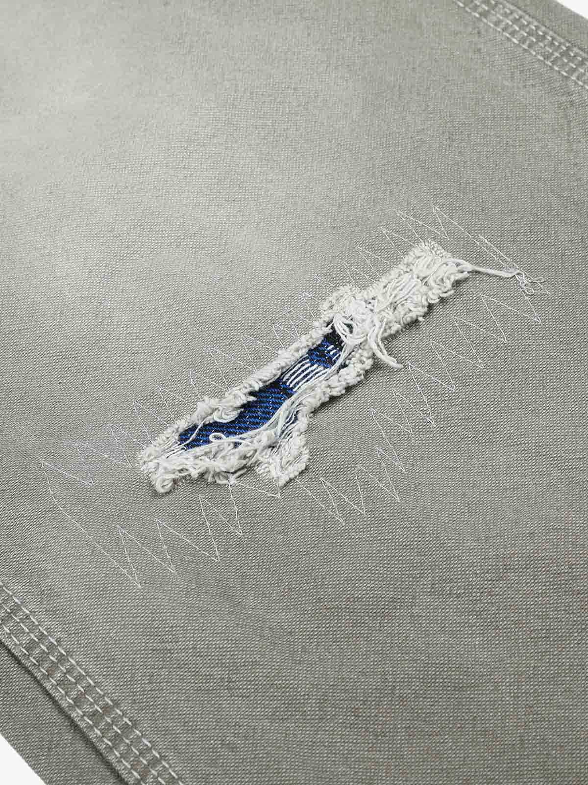 Plaid Patchwork Workwear Jeans