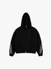 Striped Patchwork Boxy Fit Zip-Up Hoodie